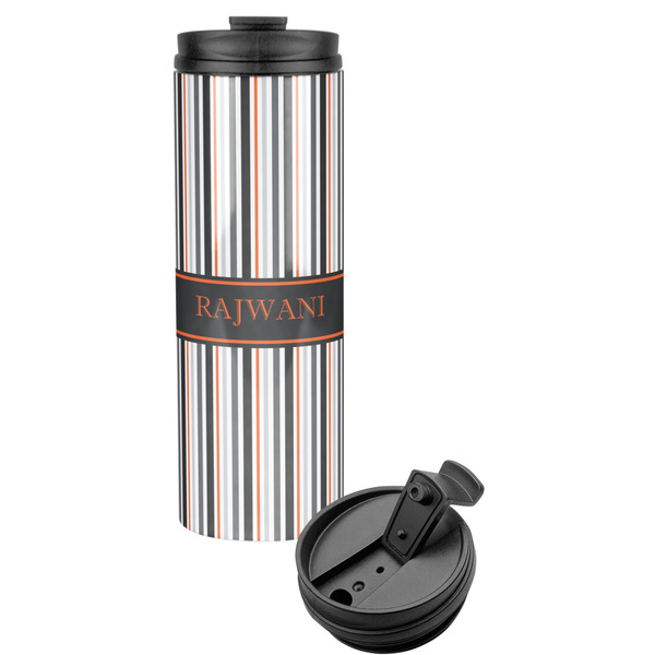 Custom Gray Stripes Stainless Steel Skinny Tumbler (Personalized)