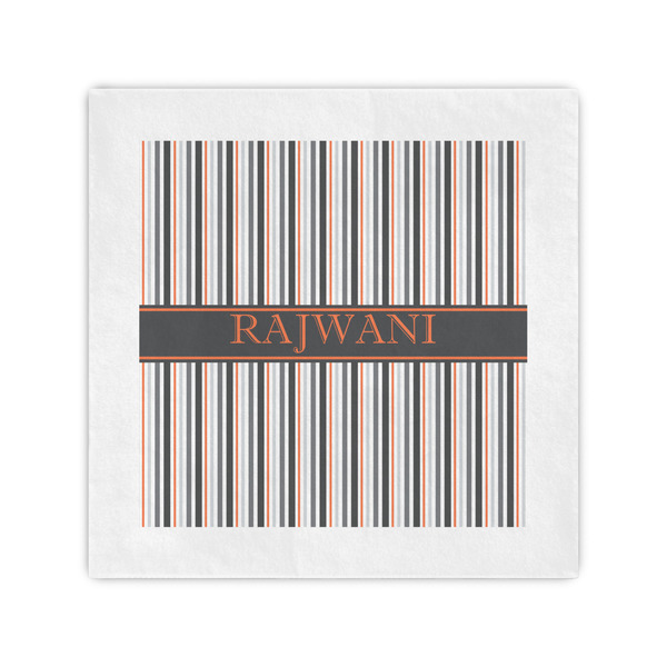 Custom Gray Stripes Cocktail Napkins (Personalized)