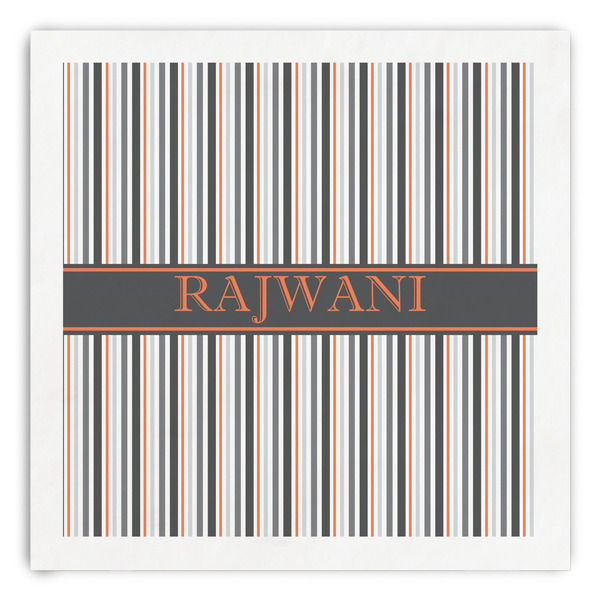 Custom Gray Stripes Paper Dinner Napkins (Personalized)