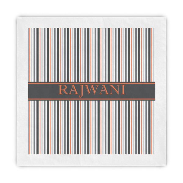 Custom Gray Stripes Decorative Paper Napkins (Personalized)