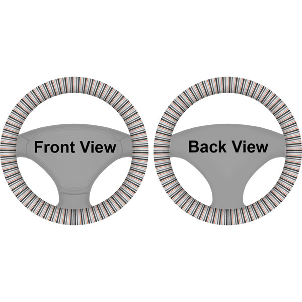 Gray Stripes Steering Wheel Cover- Front and Back