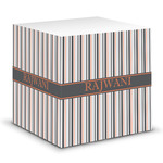 Gray Stripes Sticky Note Cube (Personalized)