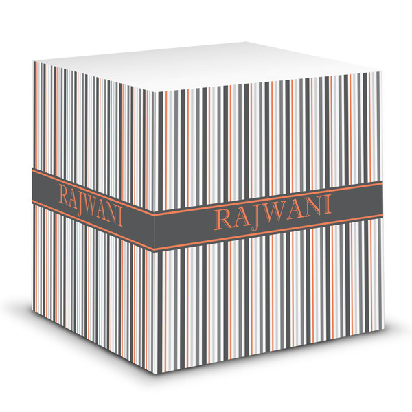 Custom Gray Stripes Sticky Note Cube (Personalized)