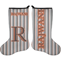 Gray Stripes Holiday Stocking - Double-Sided - Neoprene (Personalized)