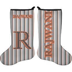 Gray Stripes Holiday Stocking - Double-Sided - Neoprene (Personalized)