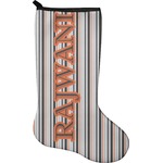 Gray Stripes Holiday Stocking - Single-Sided - Neoprene (Personalized)