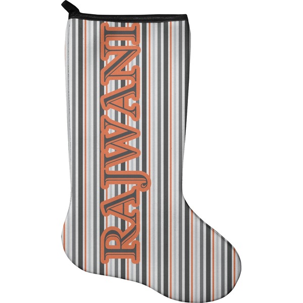 Custom Gray Stripes Holiday Stocking - Single-Sided - Neoprene (Personalized)