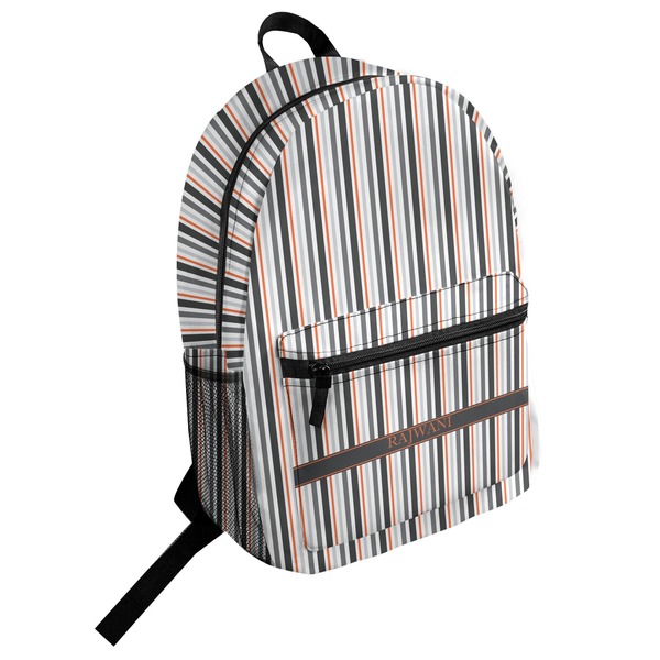 Custom Gray Stripes Student Backpack (Personalized)