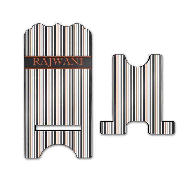 Gray Stripes Stylized Phone Stand - Front & Back - Large