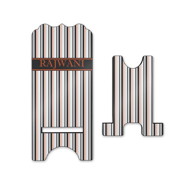 Gray Stripes Stylized Phone Stand - Front & Back - Small