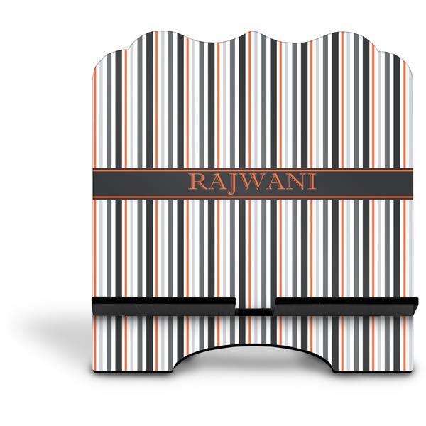 Gray Stripes Stylized Tablet Stand - Front without iPad