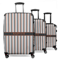 Gray Stripes 3 Piece Luggage Set - 20" Carry On, 24" Medium Checked, 28" Large Checked (Personalized)