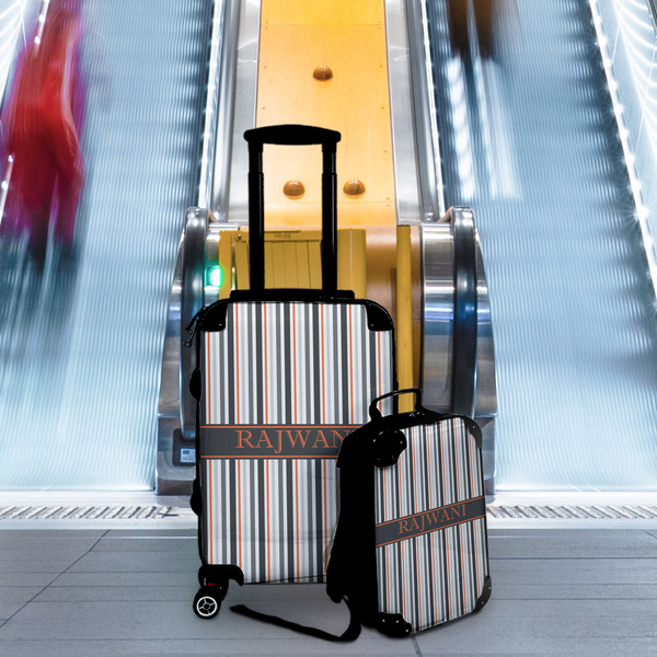 Gray Stripes Suitcase Set 4 - IN CONTEXT