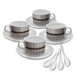 Gray Stripes Tea Cup - Set of 4 (Personalized)