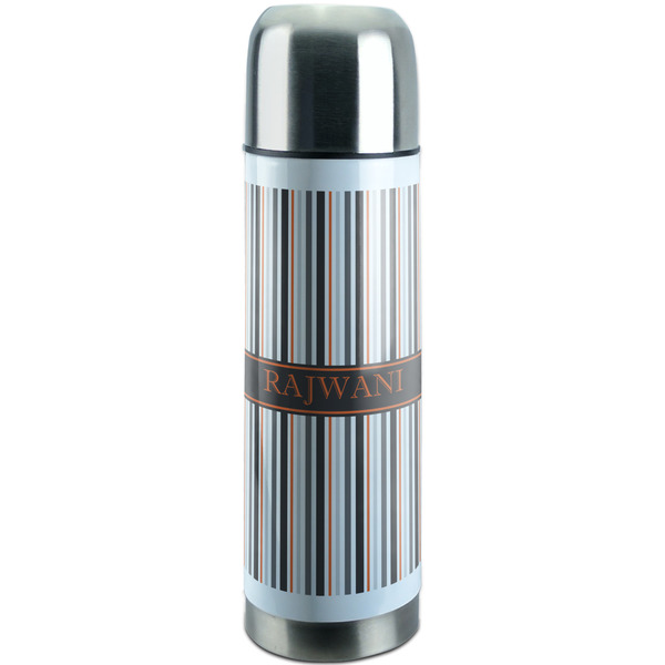 Custom Gray Stripes Stainless Steel Thermos (Personalized)