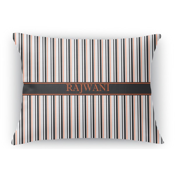 Custom Gray Stripes Rectangular Throw Pillow Case - 12"x18" (Personalized)