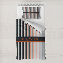 Gray Stripes Toddler Bedding Set - With Pillowcase (Personalized)