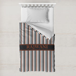 Gray Stripes Toddler Duvet Cover w/ Name or Text