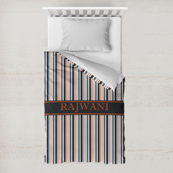 Gray Stripes Toddler Duvet Cover w/ Name or Text