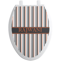 Gray Stripes Toilet Seat Decal - Elongated (Personalized)