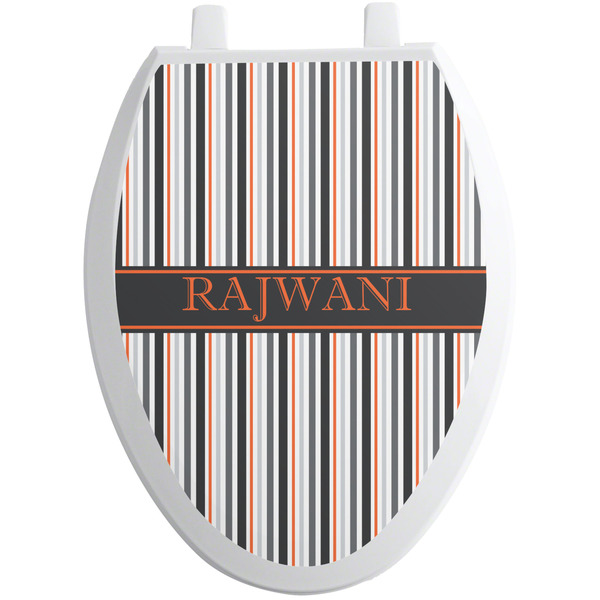 Custom Gray Stripes Toilet Seat Decal - Elongated (Personalized)