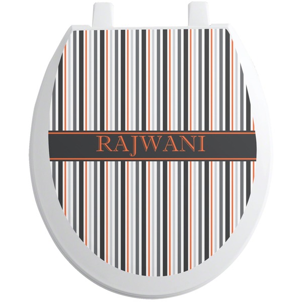Custom Gray Stripes Toilet Seat Decal (Personalized)