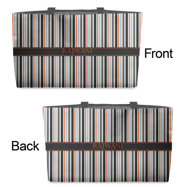Gray Stripes Tote w/Black Handles - Front & Back Views