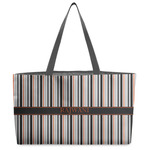 Gray Stripes Beach Totes Bag - w/ Black Handles (Personalized)