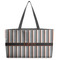 Gray Stripes Beach Totes Bag - w/ Black Handles (Personalized)
