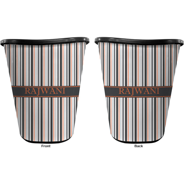 Gray Stripes Trash Can Black - Front and Back - Apvl