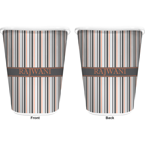 Gray Stripes Trash Can White - Front and Back - Apvl