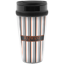 Gray Stripes Acrylic Travel Mug without Handle (Personalized)