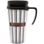 Gray Stripes Acrylic Travel Mug with Handle (Personalized)