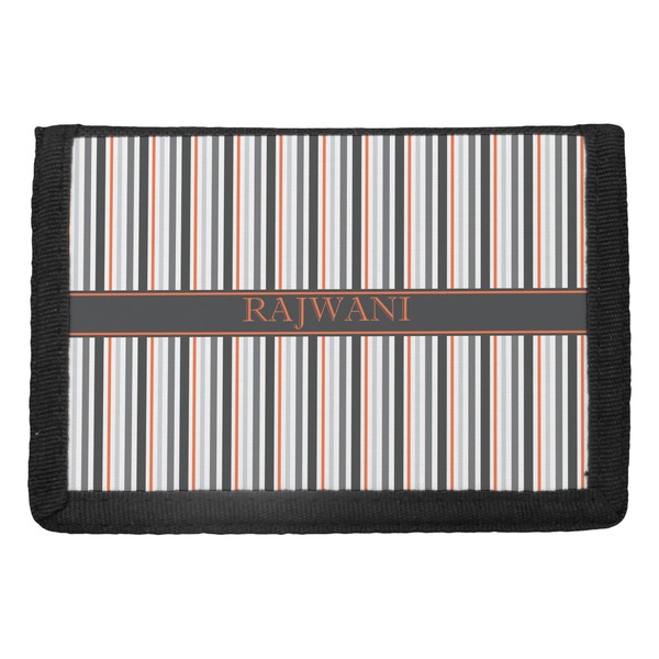Custom Gray Stripes Trifold Wallet (Personalized)