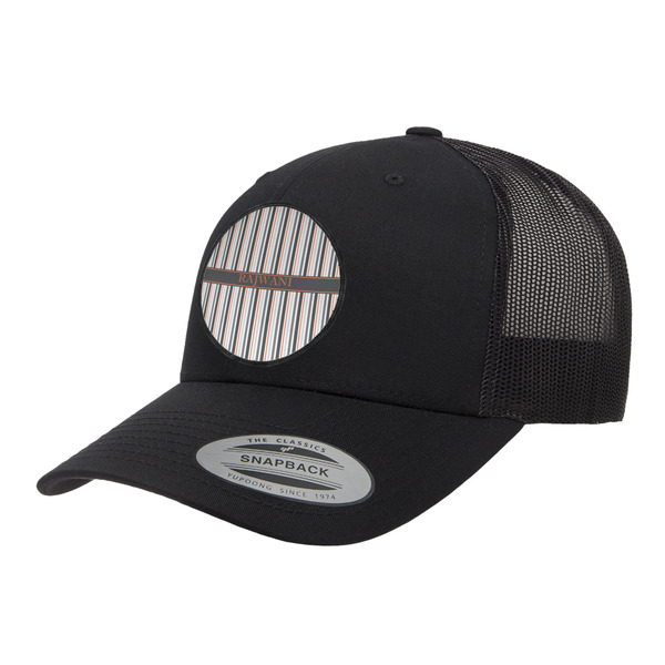 Custom Gray Stripes Trucker Hat - Black (Personalized)