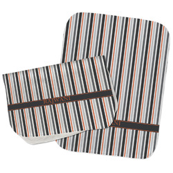 Gray Stripes Burp Cloths - Fleece - Set of 2 w/ Name or Text