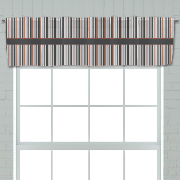 Gray Stripes Valance - Closeup on window