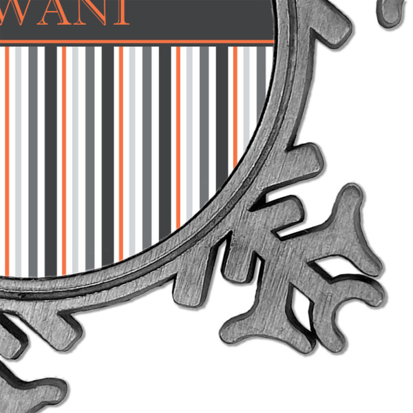 Gray Stripes Vintage Snowflake - Detail