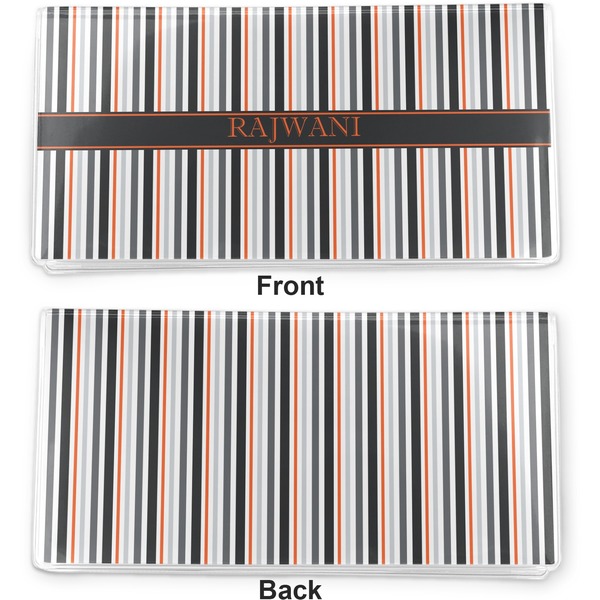 Gray Stripes Vinyl Check Book Cover - Front and Back