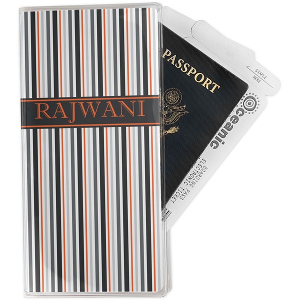 Custom Gray Stripes Travel Document Holder