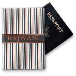 Gray Stripes Vinyl Passport Holder (Personalized)