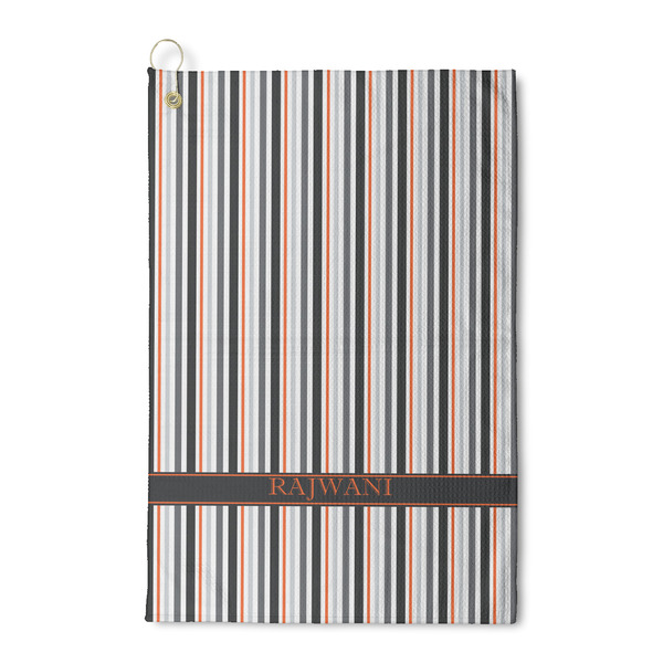 Custom Gray Stripes Waffle Weave Golf Towel (Personalized)