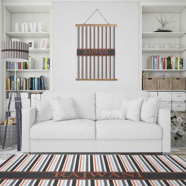 Gray Stripes Wall Hanging Tapestry - Portrait - IN CONTEXT