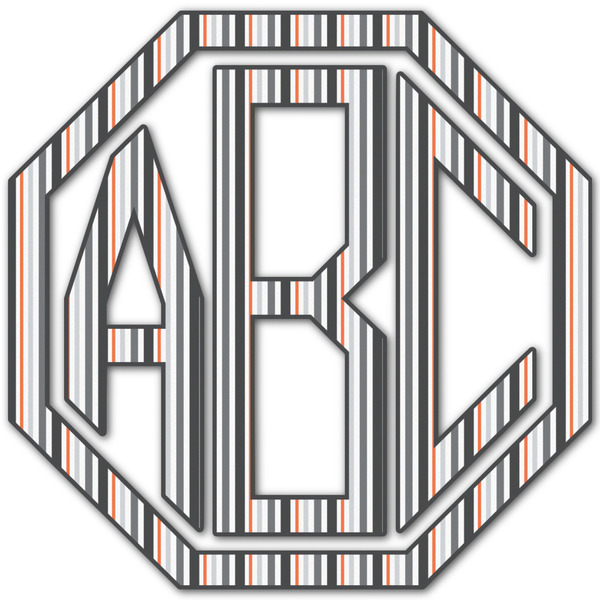 Custom Gray Stripes Monogram Decal - Medium (Personalized)