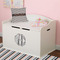 Gray Stripes Wall Monogram on Toy Chest