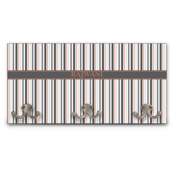 Custom Gray Stripes Wall Mounted Coat Rack (Personalized)