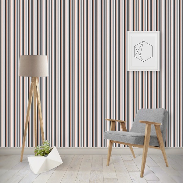 Custom Gray Stripes Wallpaper & Surface Covering (Water Activated - Removable)
