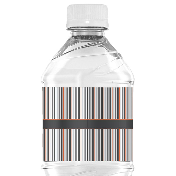 Gray Stripes Water Bottle Label - Back View