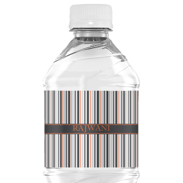 Custom Gray Stripes Water Bottle Labels - Custom Sized (Personalized)