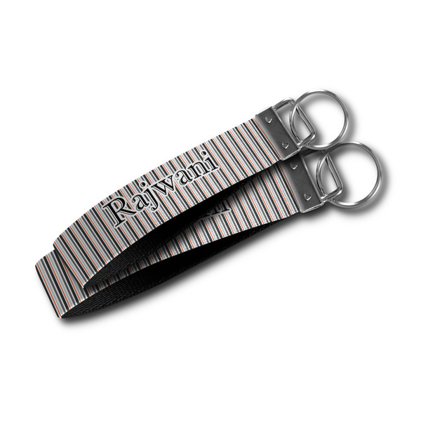 Gray Stripes Webbing Keychain FOBs - Size Comparison